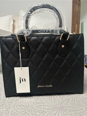 Jessica Moore Quilted Satchel Handbag in Black
